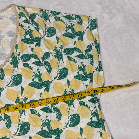 Ribeiro and Matos Lemon Print V-Neck Top Linen Blend - Picture 5 of 5